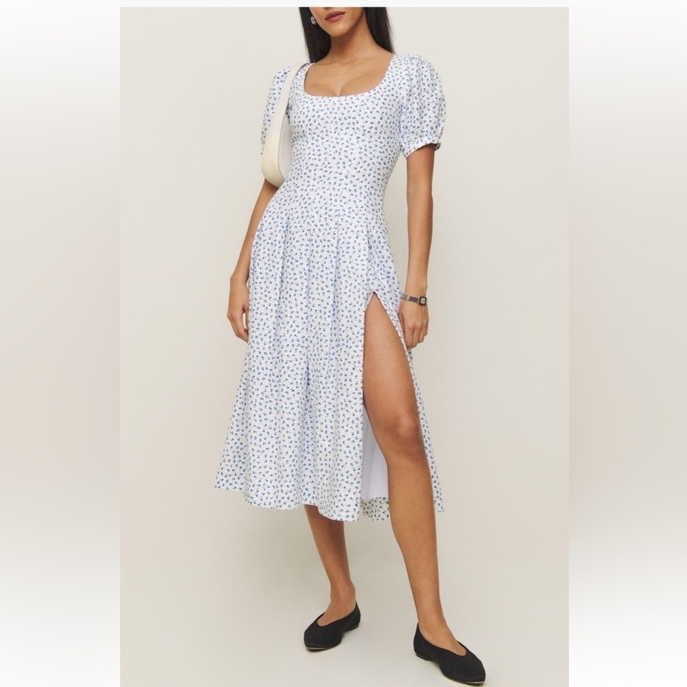 Reformation Couco Hanna Floral Linen Midi Dress